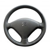 MEWANT Customize Black Genuine Leather Suede Car Steering Wheel Wrap Cover for Peugeot 307 2001-2008 307 SW 2005 2006 2007 2008