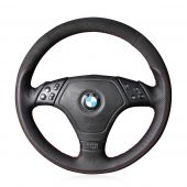 MEWANT Hand Stitch Sewing Black Leather Suede Car Steering Wheel Cover Skin  for BMW 3 Series E36 1995-2000