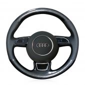 For Audi A1 A3 A5 A7, Custom Carbon Fiber Leather Steering Wheel Wrap Cover