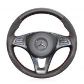 MEWANT Hand Stitch Sewing Black Genuine Leather Suede Car Steering Wheel Cover for Mercedes Benz W205 C117 C218 W213 X156 X253 C253 W166 X166 W447