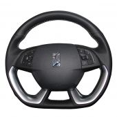 For Citroen DS5 DS 5 DS4S DS 4S, Black Leather Sides Perforated Hand Sewing Steering Wheel Wrap Cover