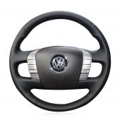 For Volkswagen VW Phaeton 2011 2012 2013 2014 2015, Custom Black Leather Hand Stitch Steering Wheel Cover