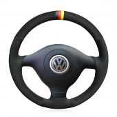 For Volkswagen VW Golf 4 1998-2004 Passat B5 1996-2005 Polo 1999-2002 Seat Leon 1999-2004 Skoda Fabia RS 2003, Hand Sewn Steering Wheel Wrap Cover