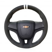 MEWANT Hand Stitch Black Red Suede Car Steering Wheel Cover for Chevrolet Cruze 2009-2014 Aveo 2011-2014 Orlando 2010-2015 Holden Cruze 2010 Ravon R4 2016-2018