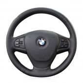 Custom Black Real Genuine Leather Suede  Hand Stitch Car Steering Wheel Wrap Cover for BMW X3 F25 2010-2017 X5 F15 2013-2017