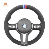 MEWANT Dark Grey Alcantara Black Alcantara Car Steering Wheel Cover for BMW M Sport F30 F31 F34 F10 F11 F07 / F12 F13 F06 X3 F25 X4 F26 X5 F15 M50d X6 F16 M50d F20 F21 M135i M140i F45 F46 F22 F23 M235i M240i F32 F33 F36 X1 F48 X2 F39