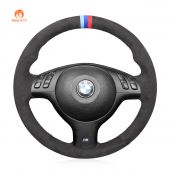 MEWANT Hand Stitch Dark Grey Alcantara Material Car Steering Wheel Cover for BMW M Sport E46 330i 330Ci / E39 540i 525i 530i / M3 E46 / M5 E39