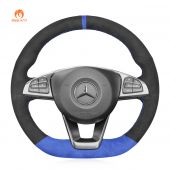 MEWANT DIY Black Blue Alcantara Car Steering Wheel Cover for Mercedes Benz W205 AMG C43 GLA 45 C218 W213 X253 C253 W166 W222 R172 R231  