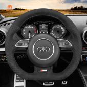 MEWANT Embossing Alcantara Car Steering Wheel Cover for Audi S1 (8X) S3 (8V) Sportback S4 (B8) Avant S5 (8T) S6 (C7) S7 (G8) RS Q3 (8U) SQ5 (8R)