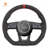 MEWANT Hand Stitch Dark Grey Alcantara Car Steering Wheel Cover for Audi A1 (8X) Sportback A3 (8V) A4 (B9) Avant A5 (F5) Q2 2016-2019
