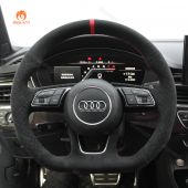 MWANT Black Quilted Embossing Alcantara Car Steering Wheel Cover for Audi A3 A5 RS 3 RS 5 S3 S4 S5