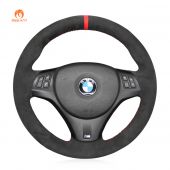 MEWANT Hand Stitch Black Alcantara Car Steering Wheel Cover for BMW M Sport M3 E90 E91 E92 E93 / E87 E81 E82 E88 / X1 E84 / M3 E90 E92 E93