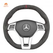 MEWANT Hand Stitch Dark Grey Alcantara Car Steering Wheel Cover for Mercedes Benz AMG C63 W204 AMG CLA 45 C117 CLS 63 AMG C218 W212 R231