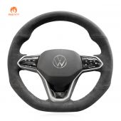 MEWANT Hand Stitch Alcantara Car Steering Wheel Cover for Volkswagen VW Golf 8 MK8 GTI Golf GTE 2020-2021