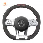 MEWANT Hand Stitch Alcantara Car Steering Wheel Cover for Mercedes Benz AMG A35 W177 GT C190 C 43 W205 C 63 S W205 CLA 35 C118 2019-2021