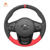 MEWANT Dark Grey Red Alcantara Car Steering Wheel Cover for Toyota Supra GR Supra 2019-2021