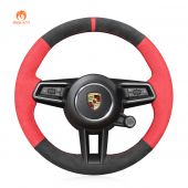 MEWANT Hand Stitch Car Steering Wheel Cover for Porsche 911 (992) 2020-2022 / Macan 2022-2023 / Panamera 2021-2022 / Taycan 2020-2022