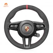 MEWANT Hand Stitch Car Steering Wheel Cover for Porsche 911 (992) 2019-2022 / Macan 2021-2022 / Panamera 2020-2022 / Taycan 2020-2022