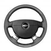 MEWANT Black Suede Genuine Leather Car Steering Wheel Cover for Chevrolet Lova 2006-2010 Chevrolet Aveo Buick Excelle Daewoo Gentra 2013-2015