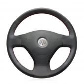 MEWANT Black Leather Car Steering  Wheel Cover for Volkswagen VW Jetta 5 2006 2007 2008 2009 2010 / Old Jetta