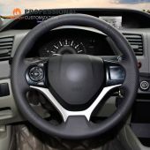MEWANT Hand Stitch Artificial PU Genuine Leather Suede Car Steering Wheel Cover for Honda Civic 9 2012-2017