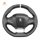 MEWANT Hand Stitch Black Suede Car Steering Wheel Cover for Peugeot 308 2013-2021 / 308 SW 2014-2021