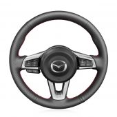  MEWANT Hand Sewing Anti-Slip Black Artificial Genuine Real Leather Car Steering Wheel Cover for Mazda MX-5 2016 2017 2018 2019
