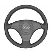 MEWANT Custom Handsewing Black Leather Car Steering Wheel Cover Wrap Protected For Audi A8 (D2) Saloon 1998-2002 TT (8N)1998-2001 S4(B5) 1997-2001 S6(C5) 1999-2001 S8(D2) 1998-2000