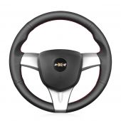 MEWANT Hand Stitch Black PU Leather Real Genuine Leather Car Steering Wheel Cover for Chevrolet Spark /Spark EV / for Holden Barina Spark