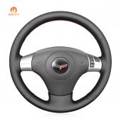 MEWANT Hand Stitch Black PU Leather Real Genuine Leather Car Steering Wheel Cover for Chevrolet Corvette 2006-2011