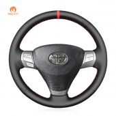 MEWANT Hand Stitch Black PU Leather Real Genuine Leather Car Steering Wheel Cover for Toyota Solara (Camry Solara) Venza Camry Aurion