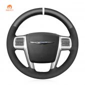 MEWANT Black Leather Carbon Fiber Car Steering Wheel Cover for Chrysler 200 300 Town and Country (Town & Country) Grand Voyager