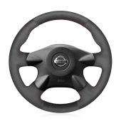 MEWANT Black Suede Car Steering Wheel Cover for Nissan Almera N16 Pathfinder Primera Paladin X-Trail Samsung SM3
