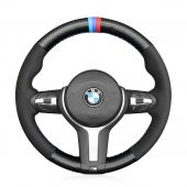 MEWANT Hand Stitch Black Leather Suede Carbon Fiber Car Steering Wheel cover for BMW F30 F31 F34 F20 F21 F45 F22 F23 F32 F33 F36 F10 F11 F07 F18 F06 F12 F13 F48 F39 F25 F26 F15 F16
