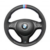 MEWANT Hand Stitch Black Artificial Leather Suede Car Steering Wheel Cover for BMW M Sport E46 330i 330Ci / E39 540i 525i 530i / M3 E46 / M5 E39