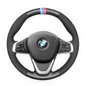 MEWANT Hand Stitch Black Suede Carbon Fiber Car Steering Wheel Cover for BMW  2 Series F45 (Active Tourer) 2014-2021 2 Series F46 (Gran Tourer) 2014-2021 X1 F48 2015-2021 X2 F39 2018-2021