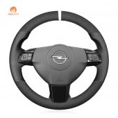 MEWANT Black Leather Suede Carbon Fiber Car Steering Wheel Cover for Opel Astra (H) 2004-2009 / Zaflra (B) 2005-2014 / Signum 2005-2009 / Vectra (C) 2005-2009
