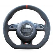 MEWANT Custom Black High Quality Suede Alcantara Car Steering Wheel Cover Wrap Skin for Audi A1 A3 A4 A5 A6 A7 Q3 Q5 S1 S3 S4 S5 S6 S7 SQ5 RS 3 RS 4 RS 5 RS 6 RS 7 RS Q3,