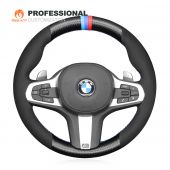 MEWANT Hand Stitch Black Genuine Leather Suede With Marker Car Steering Wheel Cover for BMW M Sport G30 G31 G32 G20 G21 G14 G15 G16 X3 G01 X4 G02 X5 G05 X7 G07 Z4 G29 G11 G12