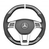 MEWANT Hand Stitch Black Real Genuine Leather Suede Carbon Fiber Car Steering Wheel Cover for Mercedes Benz AMG C63 W204 AMG CLA 45 C117 CLS 63 AMG C218 CLS 63 AMG S-Model C218 E63 AMG W212 AMG E63 S W212 AMG SL63 R231