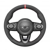 MEWANT Hand Stitch Black PU Leather Real Genuine Leather Suede Car Steering Wheel Cover for Mini (Hatchback/Mini) JCW 2014-2020 / Clubman JCW 2015-2020 / Convertible JCW 2016-2020 / Countryman JCW 2017-2020 