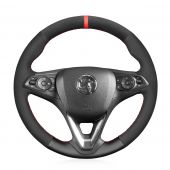 MEWANT Black Artificial Real Genuine Leather Suede Car Steering Wheel Cover for Opel Astra K Corsa E Crossland X Grandland X Insignia CT B Karl Zafira