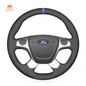 MEWANT Hand Stitch Black Leather Suede Car Steering Wheel Cover for Ford Transit (Connect) Transit (Custom) Tourneo (Connect)  Tourneo (Custom) Grand Tourneo (Connect)