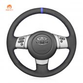 MEWANT Hand Stitch Black PU Leather Real Genuine Leather Suede Car Steering Wheel Cover for Toyota FJ Cruiser 2011-2016