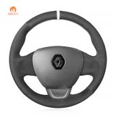 MEWANT Hand Stitch Black Leather Suede Car Steering Wheel Cover for Renault Kaptur Captur 2016-2020
