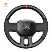 MEWANT Hand Stitch Carbon Fiber Black Suede Car Steering Wheel Cover for Dodge RAM 2009-2010 