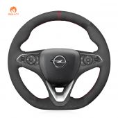 MEWANT Black Suede Carbon Fiber Car Steering Wheel Cover for Opel Astra K Corsa F / VauxhallAstra K Corsa F Grandland X Insignia / for Holden Calais Commodore
