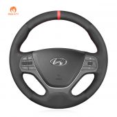  MEWANT Hand Stitch Black Suede Car Steering Wheel Cover for Hyundai i10 2013-2020 / i20 2015-2020