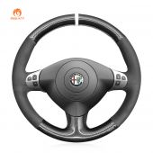 MEWANT Hand Stitch Suede Carbon Fiber Leather Car Steering Wheel Cover for Alfa Romeo 147 2000-2010 / 156 2003-2007 / Crosswagon 2004-2005