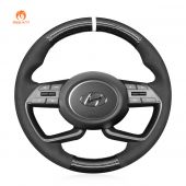 MEWANT Hand Stitch Car Steering Wheel Cover for Hyundai i20 III 2020-2022 / Bayon 2021-2022